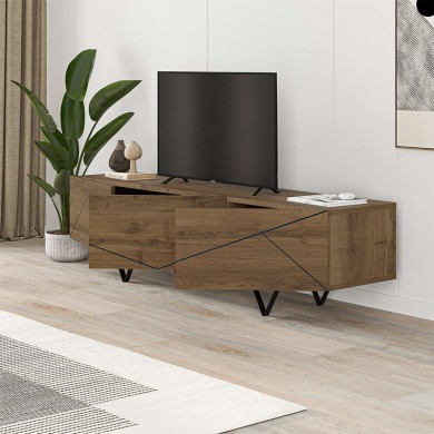 Jakomen Megapap melamine TV stand in light brown 160x36.8x43cm.