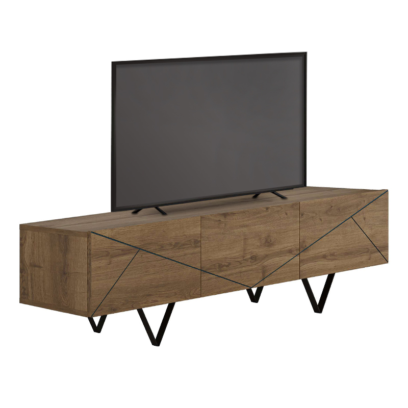Jakomen Megapap melamine TV stand in light brown 160x36.8x43cm.