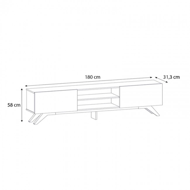 Jarvis Megapap melamine tv stand in white color 180x31,3x58cm.