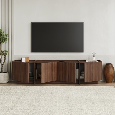 Lowen Megapap melamine tv stand in walnut milano color 180x35x46.2cm.