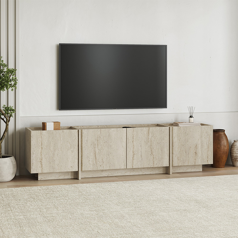 Lowen Megapap melamine tv stand in travertine color 180x35x46.2cm.