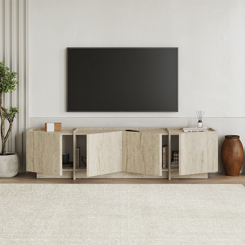 Lowen Megapap melamine tv stand in travertine color 180x35x46.2cm.