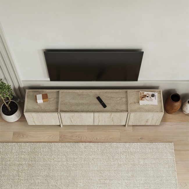 Έπιπλο τηλεόρασης Lowen Megapap χρώμα travertine 180x35x46,2εκ.