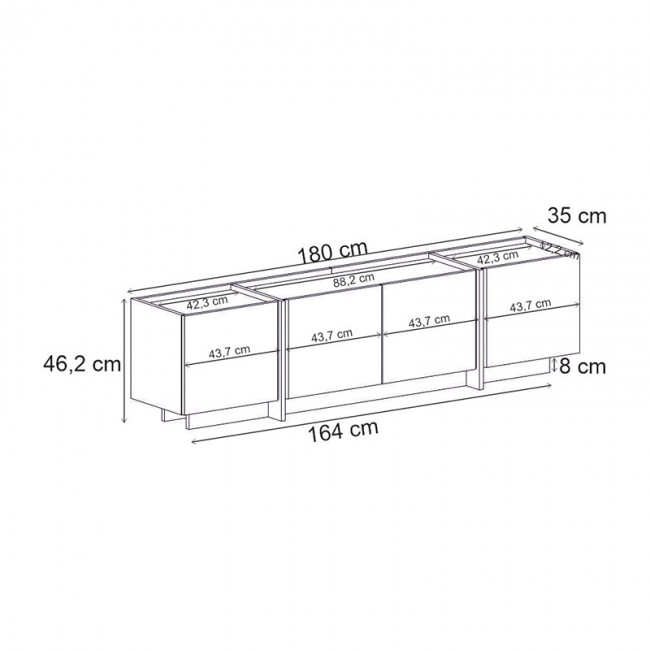 Έπιπλο τηλεόρασης Lowen Megapap χρώμα travertine 180x35x46,2εκ.