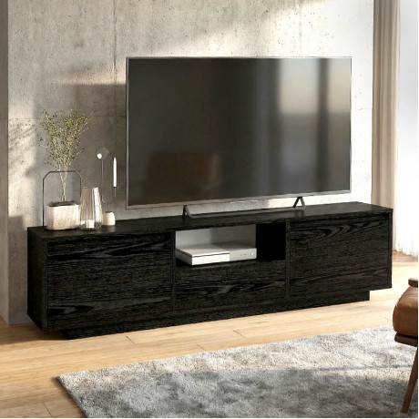 Lumbera Megapap melamine tv furniture in sencron black color 160x29.5x42cm.