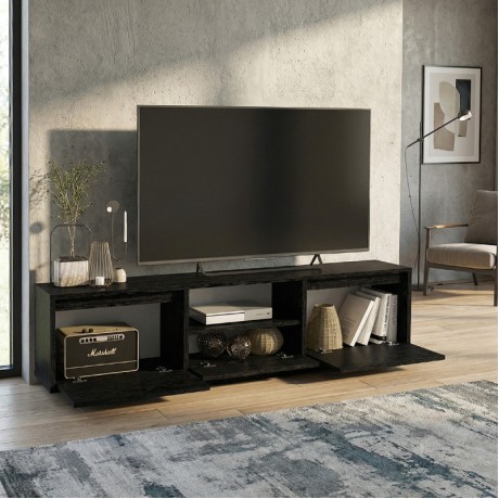 Lumbera Megapap melamine tv furniture in sencron black color 160x29.5x42cm.