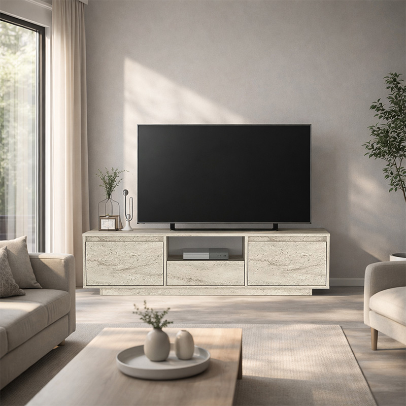 Lumbera Megapap melamine tv furniture in travertine color 160x29.5x42cm.