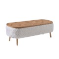 Έπιπλο τηλεόρασης Luno Megapap ύφασμα teddy χρώμα λευκό - pine oak 120x30x45εκ.