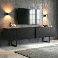 Luxe Megapap melamine TV furniture in black wood color 180x30x50cm.