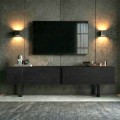 Luxe Megapap melamine TV furniture in black wood color 180x30x50cm.
