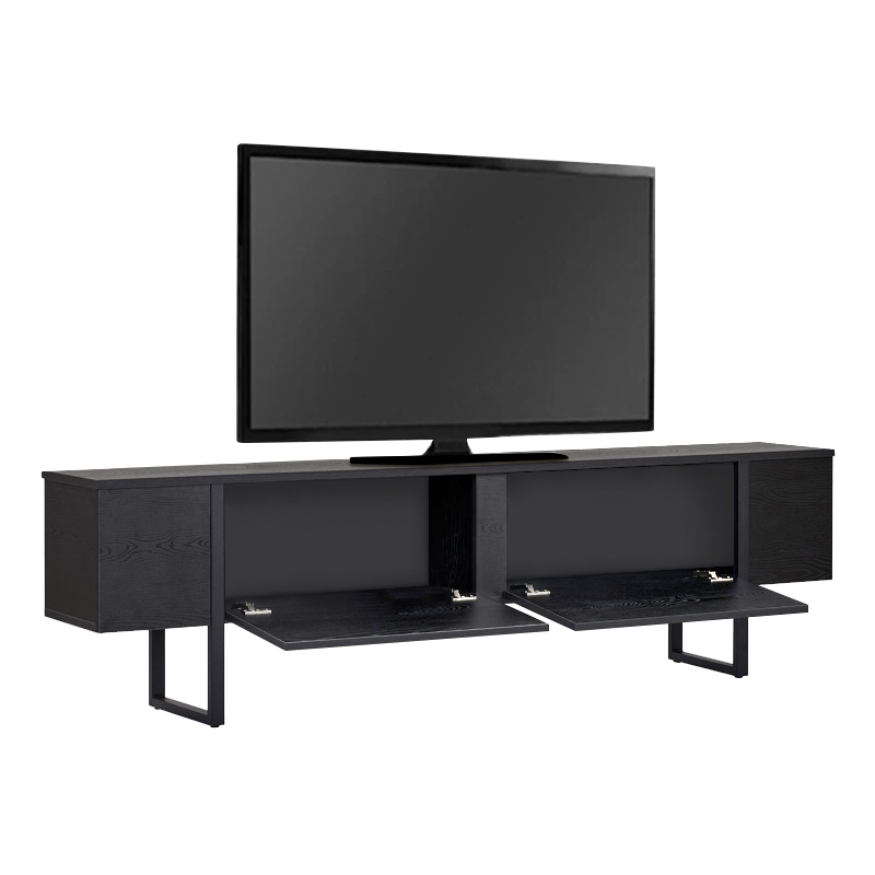 Luxe Megapap melamine TV furniture in black wood color 180x30x50cm.