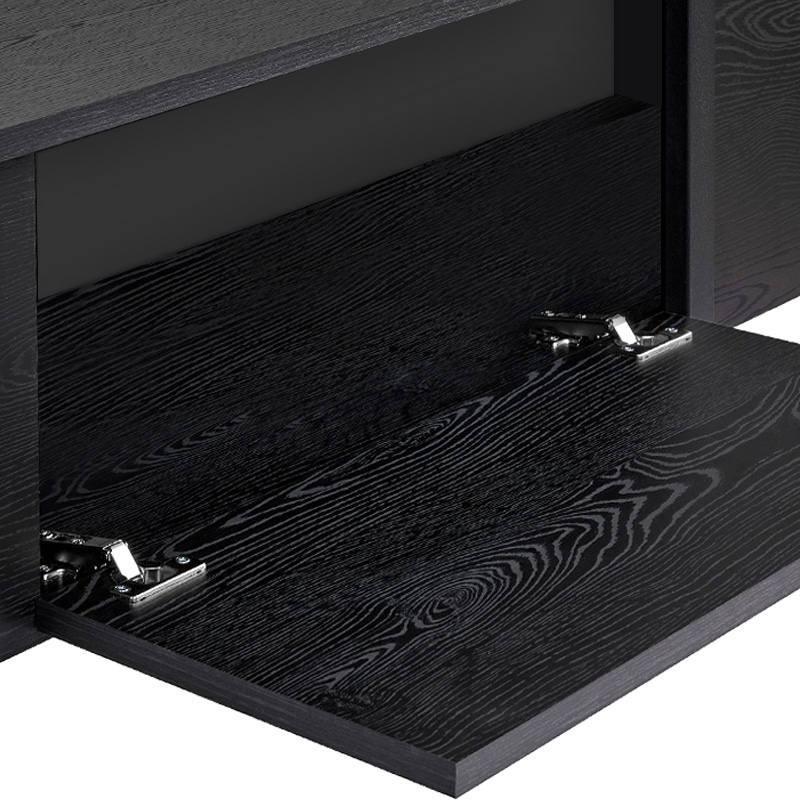 Luxe Megapap melamine TV furniture in black wood color 180x30x50cm.