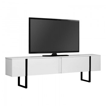 Luxe Megapap melamine TV furniture in white - black color 180x30x50cm.