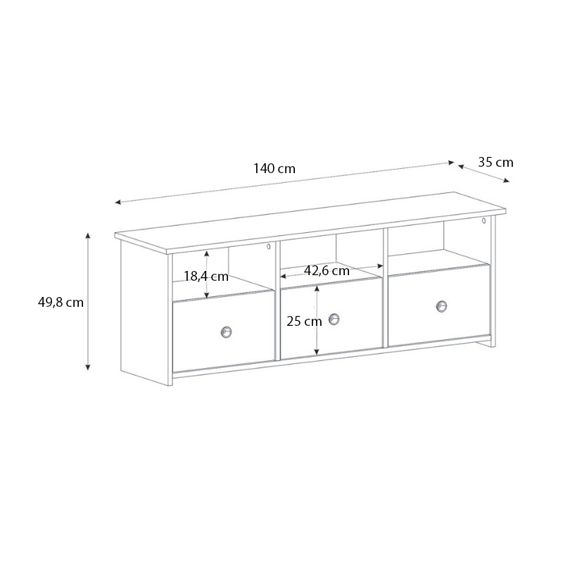 Mahen Megapap melamine tv stand in sapphire oak color 140x35x49.8cm.