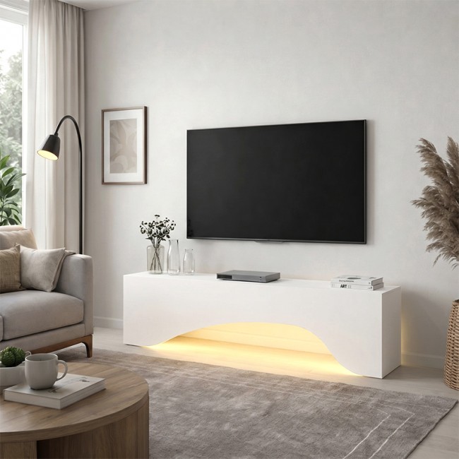 Mara Megapap melamine tv furniture in white color 150x31.4x40cm.