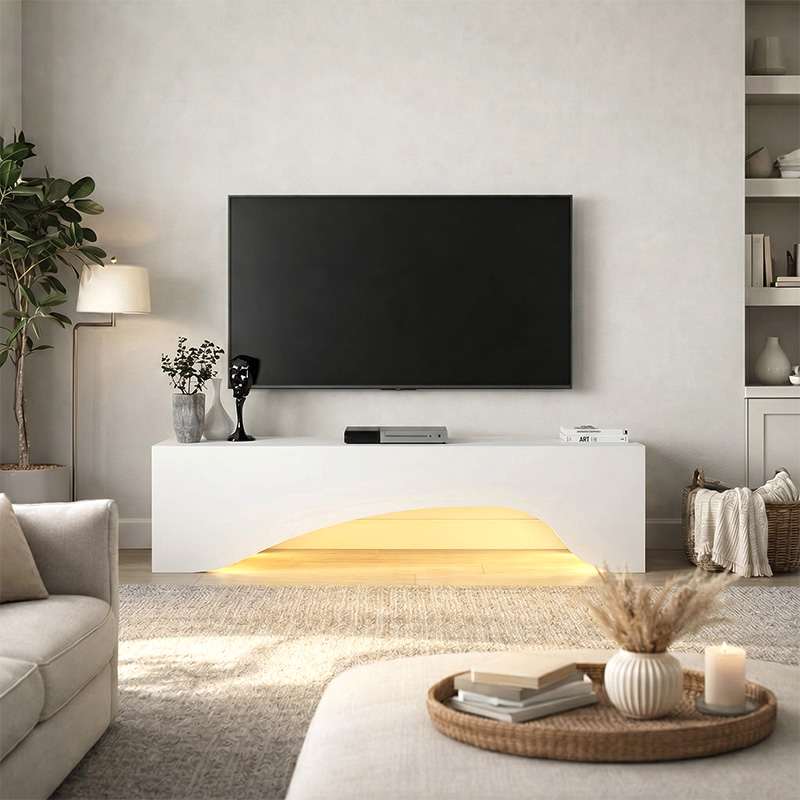 Mara Megapap melamine tv furniture in white color 150x31.4x40cm.