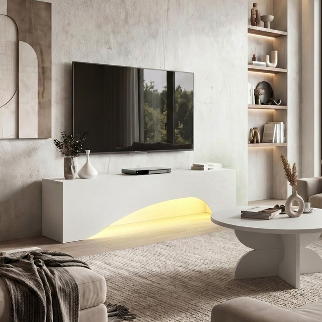 Mara Megapap melamine tv furniture in white color 150x31.4x40cm.