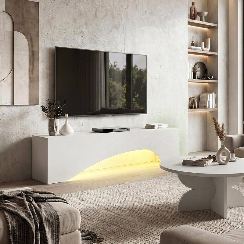 Mara Megapap melamine tv furniture in white color 150x31.4x40cm.