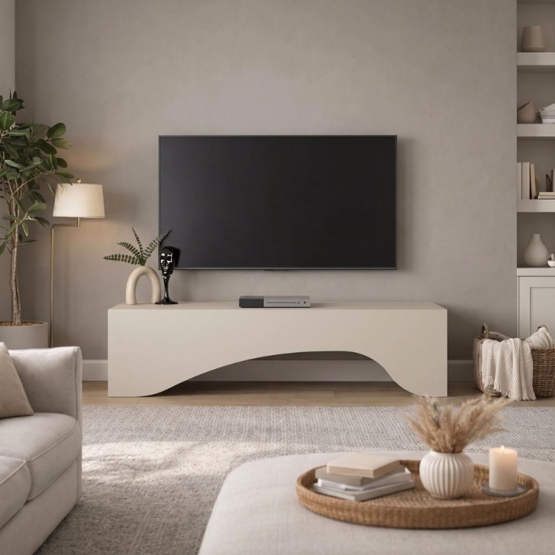Έπιπλο τηλεόρασης Mara Megapap με LED χρώμα sandstone 150x31,4x40εκ.