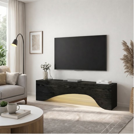 Mara Megapap melamine tv furniture in sencron black color 150x31.4x40cm.