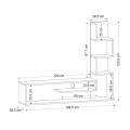 Έπιπλο τηλεόρασης Metehan Megapap χρώμα λευκό - sapphire oak 149,5x29,5x120εκ.