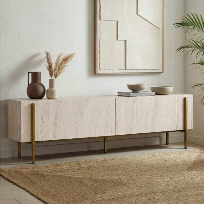 Έπιπλο τηλεόρασης Nexus Megapap χρώμα travertine - χρυσό 180x30x45,5εκ.