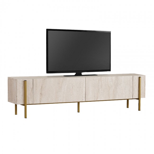Έπιπλο τηλεόρασης Nexus Megapap χρώμα travertine - χρυσό 180x30x45,5εκ.