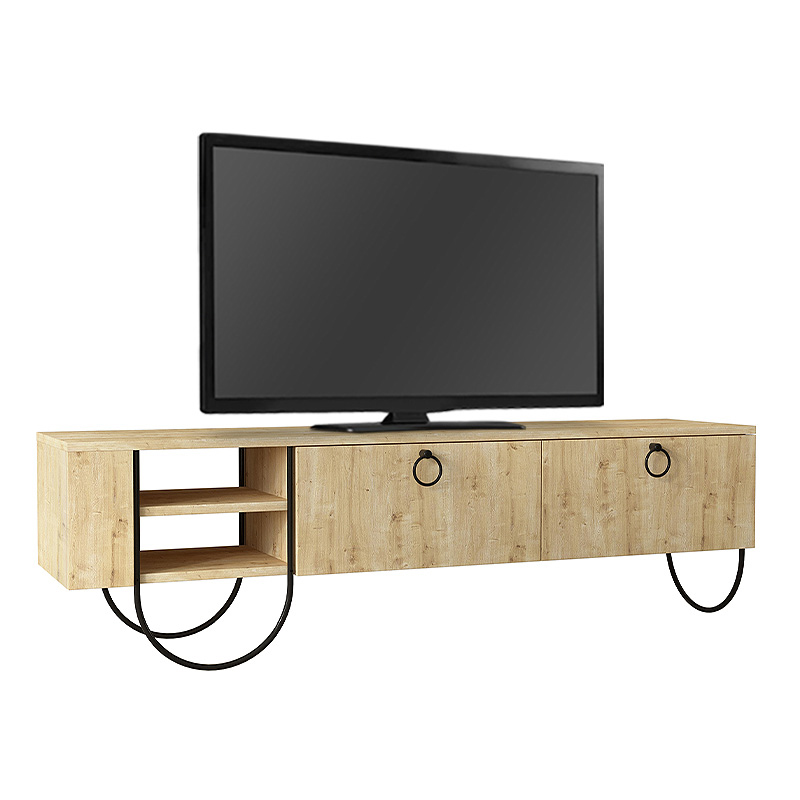 Norfolk Megapap melamine TV furniture in natural beech color 151x35x43cm.