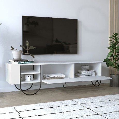 Έπιπλο τηλεόρασης Norfolk Megapap χρώμα λευκό 151x35x43εκ.