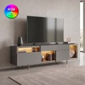 Norm Megapap melamine TV stand with Rgb Led  in anthracite - gold color 180x32x55cm.