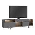 Norm Megapap melamine TV stand with Rgb Led  in anthracite - gold color 180x32x55cm.