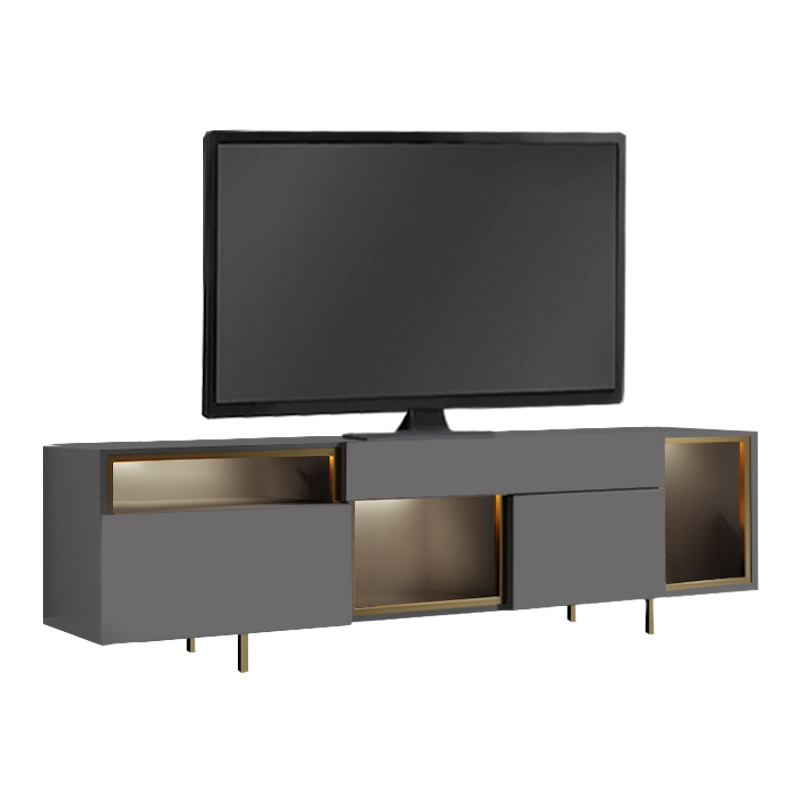 Norm Megapap melamine TV stand with Rgb Led  in anthracite - gold color 180x32x55cm.