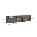 Norm Megapap melamine TV stand with Rgb Led  in anthracite - gold color 180x32x55cm.