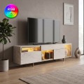 Norm Megapap melamine TV stand with Rgb Led  in travertine - gold color 180x32x55cm.