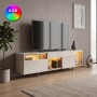 Norm Megapap melamine TV stand with Rgb Led  in travertine - gold color 180x32x55cm.