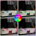 Norm Megapap melamine TV stand with Rgb Led  in travertine - gold color 180x32x55cm.