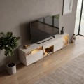 Norm Megapap melamine TV stand with Rgb Led  in travertine - gold color 180x32x55cm.