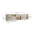 Norm Megapap melamine TV stand with Rgb Led  in travertine - gold color 180x32x55cm.