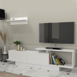 Έπιπλο τηλεόρασης Novara Megapap χρώμα λευκό 180x29,6x45εκ.