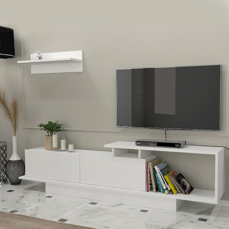 Έπιπλο τηλεόρασης Novara Megapap χρώμα λευκό 180x29,6x45εκ.