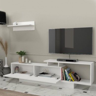 Novara Megapap melamine TV stand in white color 180x29,6x45cm.