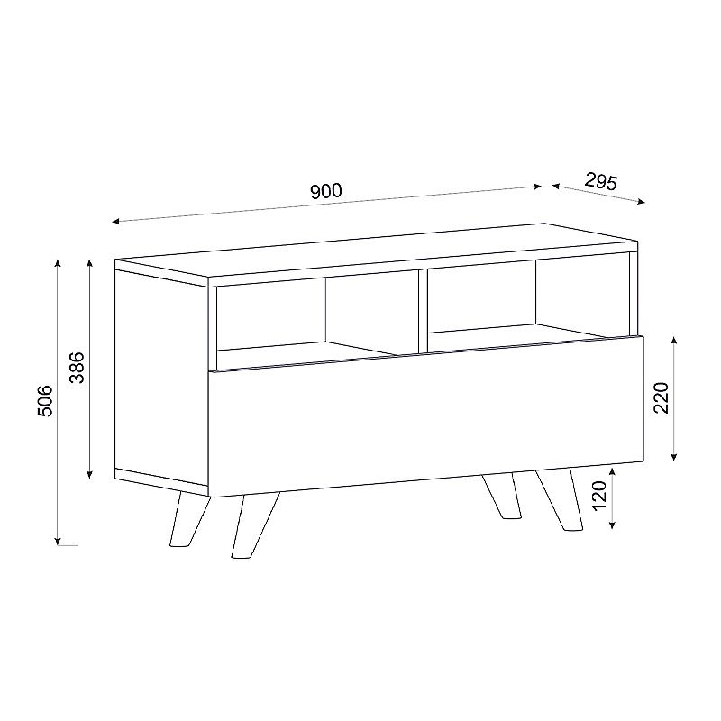 Novela Megapap melamine TV stand in white - walnut color 90x29,5x50cm.
