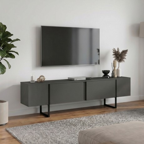 Orontes Megapap melamine tv furniture in anthracite color 180x29.6x50cm.