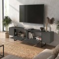 Orontes Megapap melamine tv furniture in anthracite color 180x29.6x50cm.