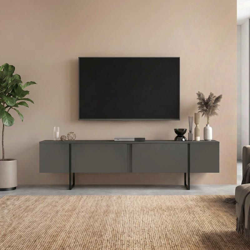Orontes Megapap melamine tv furniture in anthracite color 180x29.6x50cm.