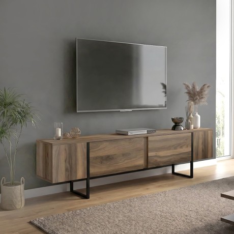 Orontes Megapap melamine tv furniture in walnut color 180x29.6x50cm.