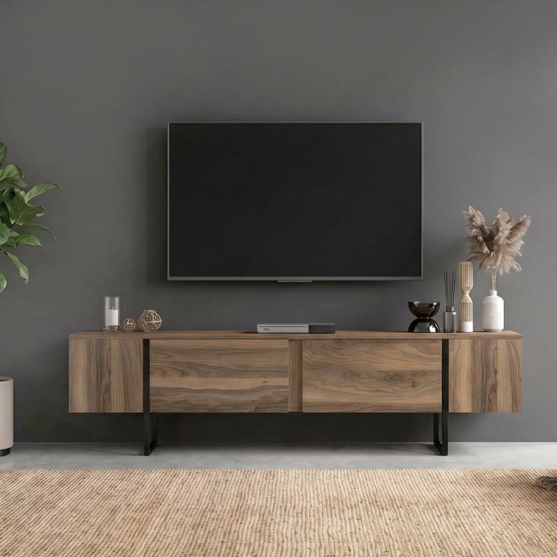 Orontes Megapap melamine tv furniture in walnut color 180x29.6x50cm.