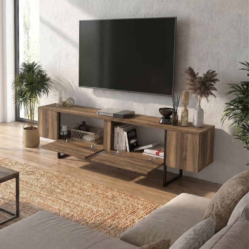 Orontes Megapap melamine tv furniture in walnut color 180x29.6x50cm.