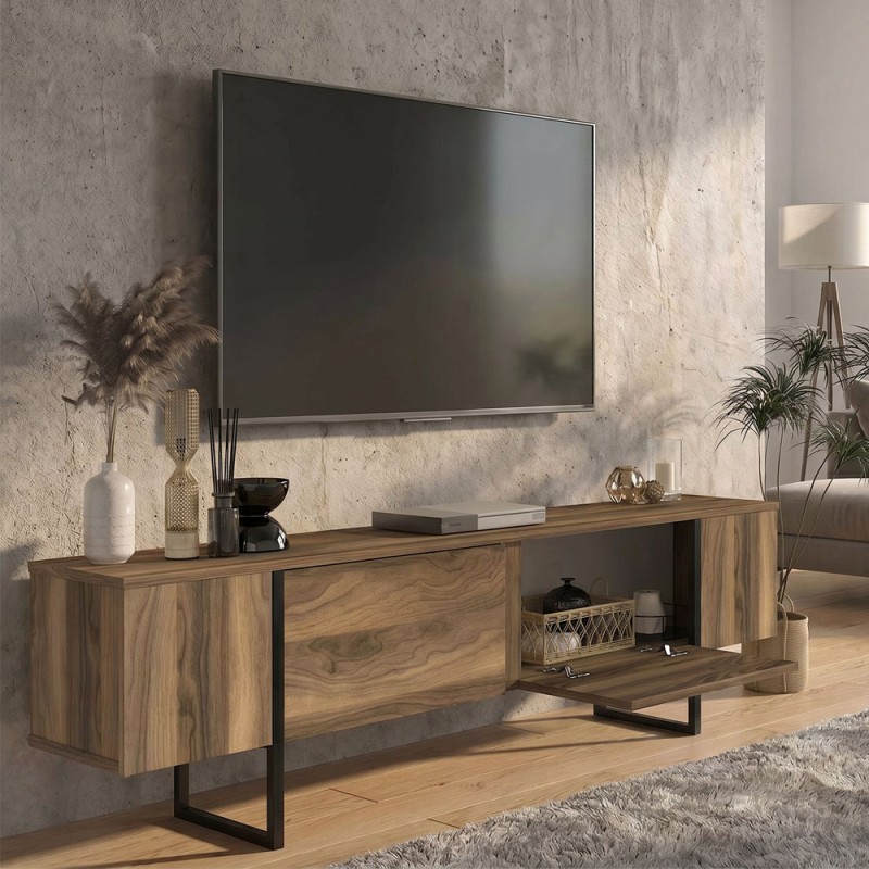 Orontes Megapap melamine tv furniture in walnut color 180x29.6x50cm.