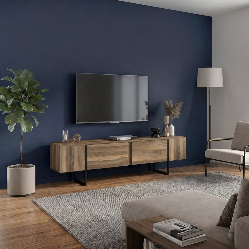 Orontes Megapap melamine tv furniture in walnut color 180x29.6x50cm.